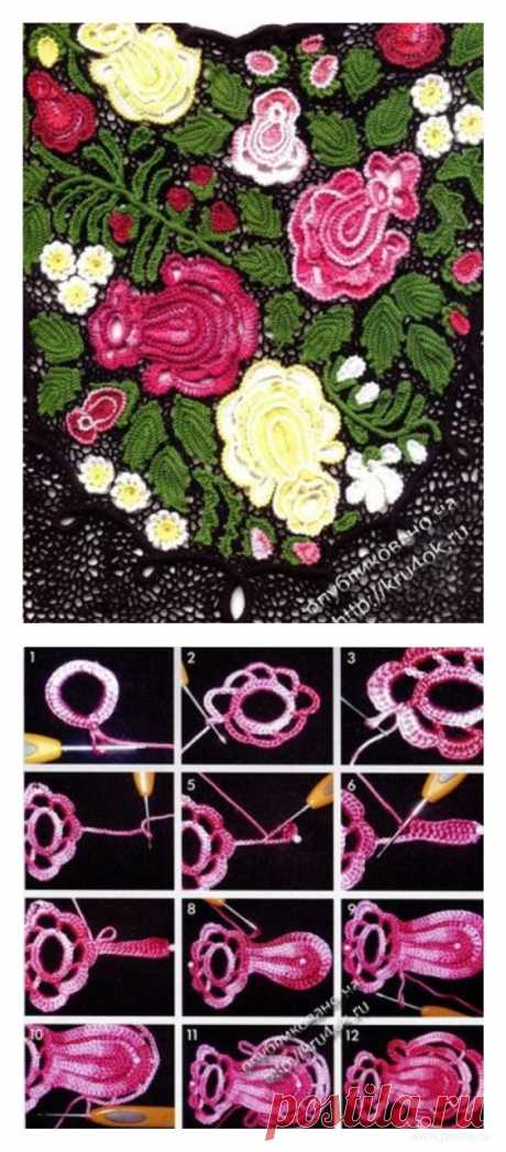 Вязание стилизованных роз.