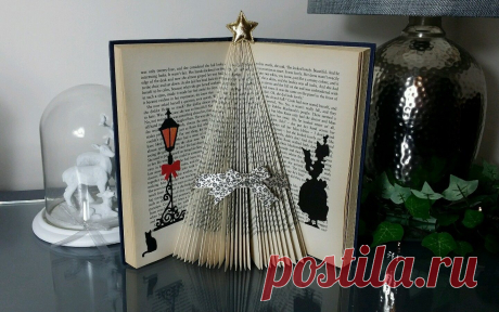Folded book art victorian christmas tree carolers shelf table decoration #4 | eBay