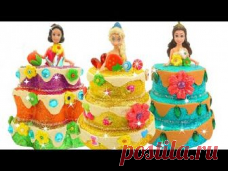 Play Doh Disney Princess Sparkle Cake Dresses for Disney Princesses Frozen Elsa & Belle , Snow White