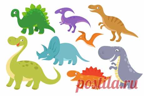 Cute cartoon dinosaurs vector clip art. Funny dino chatacters for baby By Microvector | TheHungryJPEG.com