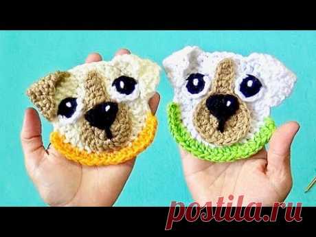 PERRITO TEJIDO A CROCHET PASO A PASO APLIQUE PARA  DECORAR