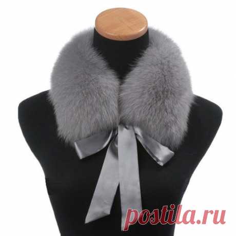 Amazon.com: Ferrand New Real Genuine Fox Fur Collar Scarf Shawl Wrap Neck Warmer LF05 Light Grey: Clothing