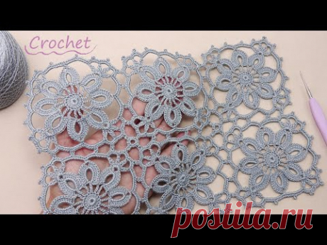 Цветочный КВАДРАТНЫЙ МОТИВ вязание крючком для начинающих🌸 Easy Crochet square motifs for beginners🌸
