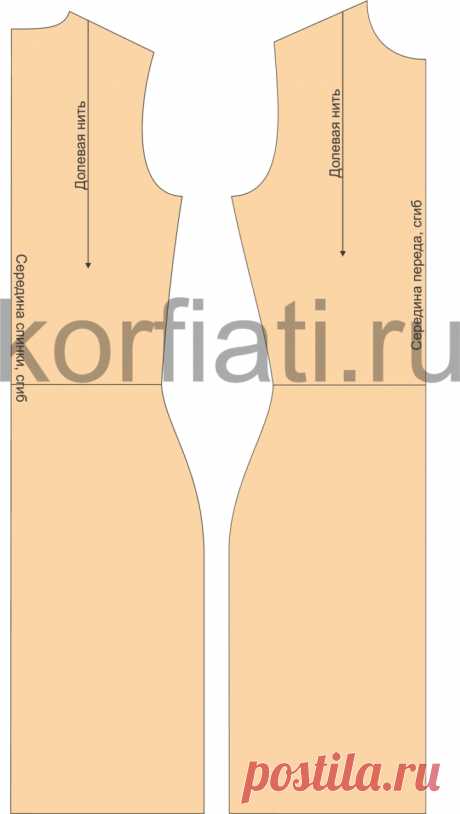 Выкройка платья без вытачек от А. Корфиати