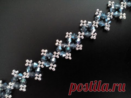Браслет из бисера и биконусов. Мастер-класс. Tutorial: beaded bracelet