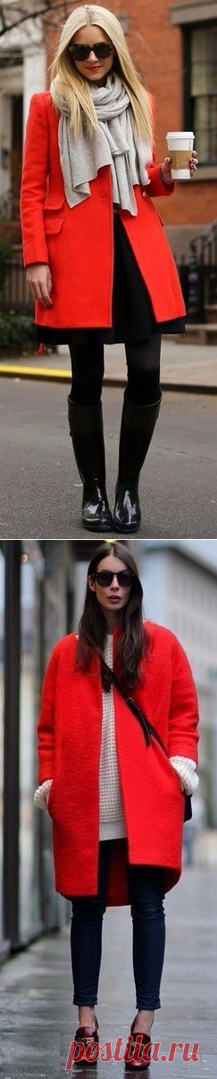 Красное пальто фото