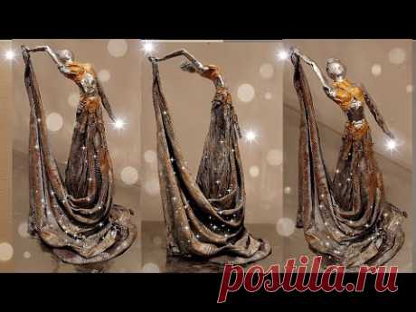 #diycrafts​ EMPTY BOTTLE INTO BEAUTIFUL SCULPTURE OF LADY|| ROOM DECOR IDEA: