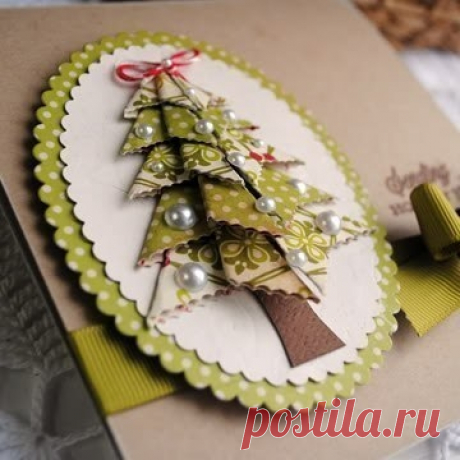 Новогодняя открытка-оригами.