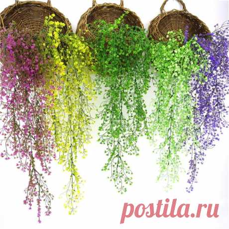 Colorful Home Artificial Flower Decoration Vine Silk Artificial Leaf Wedding Plastic Flower Foliage Plants False Rope VWF0567-in Artificial & Dried Flowers from Home & Garden on Aliexpress.com | Alibaba Group