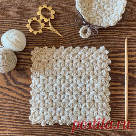 Подставка под горячее узором "звёздочки" крючком. Схема узора. / knittingideas.ru
