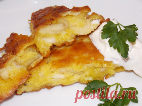 Ленивый пирог с курицей, на сковороде/Сайт с пошаговыми рецептами с фото для тех кто любит готовить