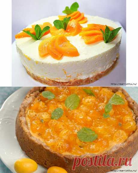 Рецепты чизкейка - апельсиновый и персиковый - Recipes of cheesecake - orange and peach