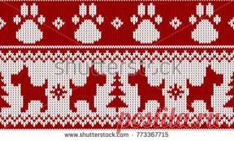 Стоковая векторная графика «Seamless Knitted Dog Christmas Tree Dogs» (без лицензионных платежей), 773367715: Shutterstock