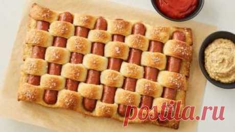 Pretzel Woven Hot Dogs A fun and easy weave of hot dogs and crusty French bread strips.