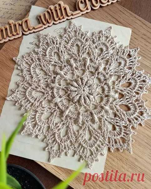 #вязание_для_дома@modnoe.vyazanie
Салфетка. Схема.
