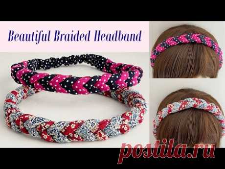 DIY Beautiful Wide Elastic Chunky Braided Headband  | How to Make Four strand Plait Fabric Hairband