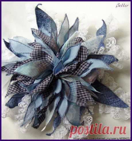 Розы из джинсовой ткани + мини МК.