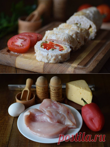 Рецепт с фото: Куриный рулет с сыром и сладким перцем