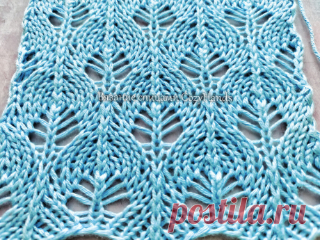 Эффеткный узор с небольшими листиками 🌿 для вязания женских изделий | Вязание спицами CozyHands | Дзен