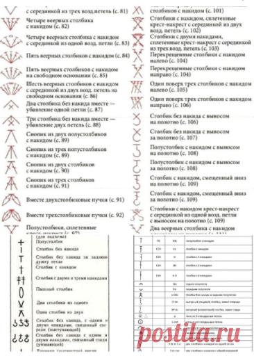 Любителям и начинающим вязальщицам крючка условные обозначения и расшифровка.

#вязание • #шпаргалка