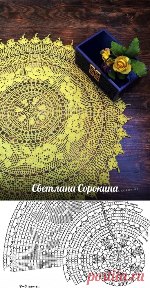 Нежная салфетка в филейной технике, вяжем крючком