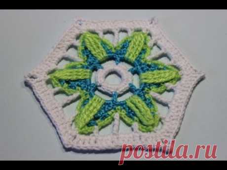 Шестигранник с цветком  How to Crochet a Granny  Flower Hexagon