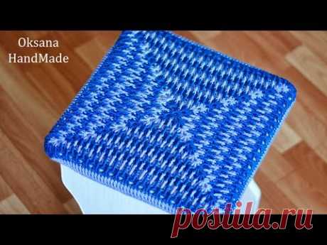Чехол на табурет. МК крючком. Crocheted cover for stool