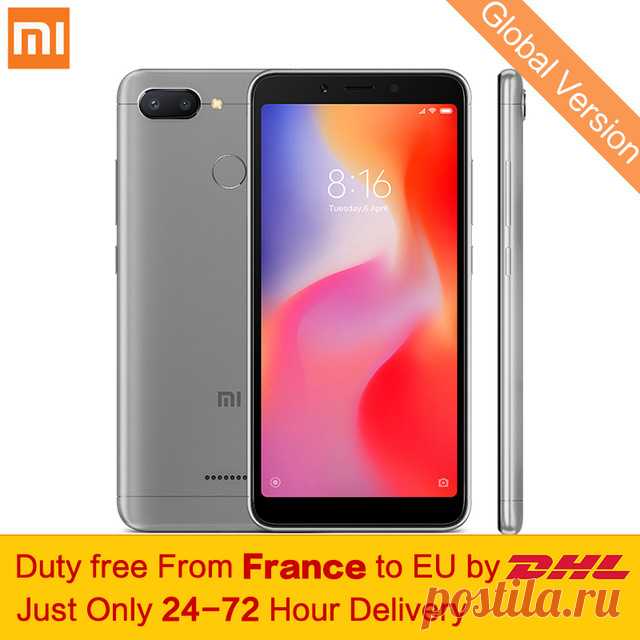 Tax Free! Глобальная версия Xiaomi Redmi 6 4 ГБ 64 ГБ смартфон МТК Helio P22 Octa Core 5,45 "18:9 полный Экран 12MP + 5MP двойной камеры купить на AliExpress