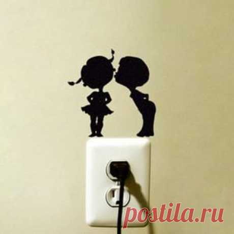 Noir commutateur autocollants stickers muraux couple embrasser -1456 Fond d'écran