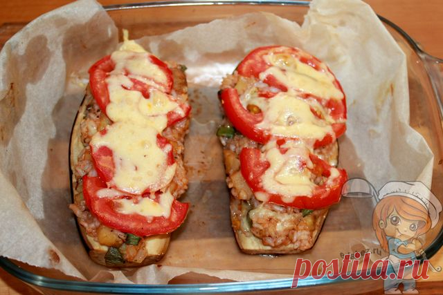 Фаршированные баклажаны с рисом без мяса, запеченные в духовке