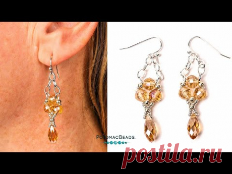 Chain and Crystal Drop Earrings Tutorial - DIY Jewelry Making Tutorial by PotomacBeads