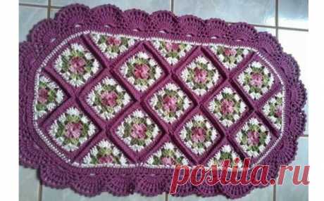 Овальный коврик из квадратных мотивов. Схема