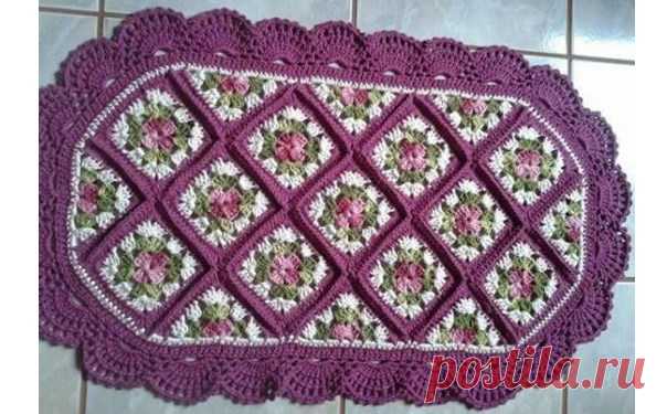 Овальный коврик из квадратных мотивов. Схема