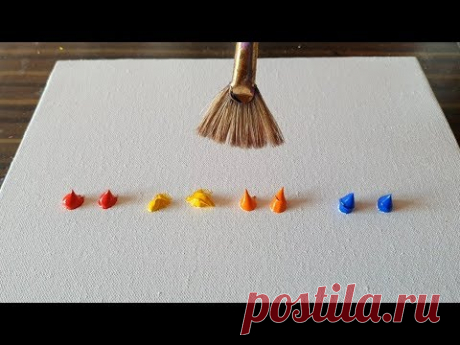 Easy Abstract Landscape Painting Demo / For Beginners / Using Fan brush/Daily Art Therapy/Day #039 - YouTube