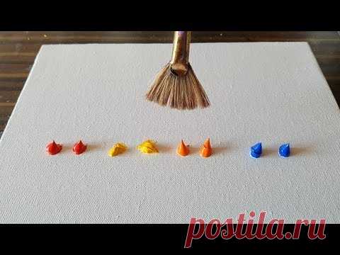 Easy Abstract Landscape Painting Demo / For Beginners / Using Fan brush/Daily Art Therapy/Day #039 - YouTube