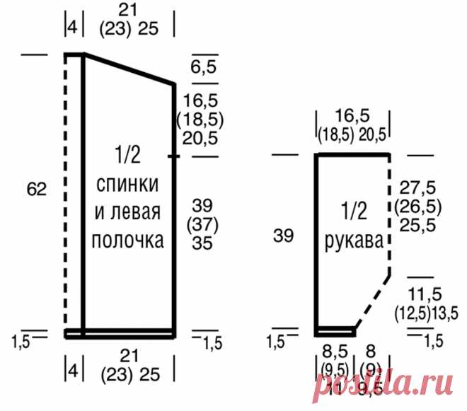 Кардиган без застежки с карманами - схема вязания спицами с описанием на Verena.ru