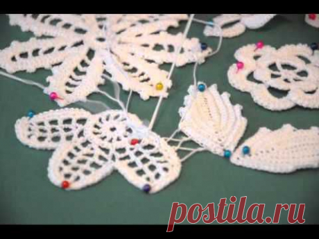 Сетка в ирландском кружеве - как соединять фрагменты.