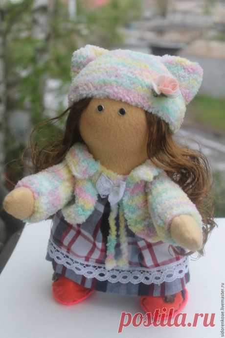Купить "Девочка- Кнопочка" авторская интерьерная кукла - комбинированный, кукла ручной работы, кукла интерьерная