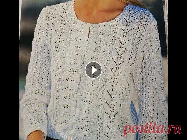 Размеры 34/36 (38/40) 44/46 Пряжа 100% Cotton ( 50 гр/100м) 500гр. Спицы 3.5мм ( для платочной вязки), 4.5 мм , крючок 3.5 Ажур 1- узор1 ( раппорт 13 ...