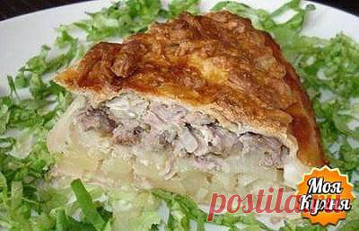 КУБЕТЕ (пирог из слоенного теста с грибами и курицей).