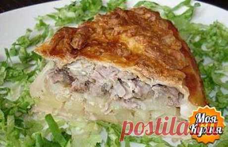 КУБЕТЕ (пирог из слоенного теста с грибами и курицей).