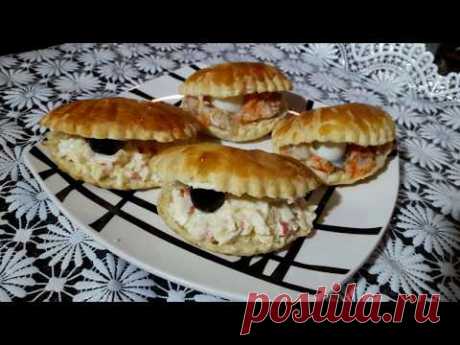 как приготовить РАКУШКИ ИЗ СЛОЁНОГО ТЕСТА С НАЧИНКАМИ