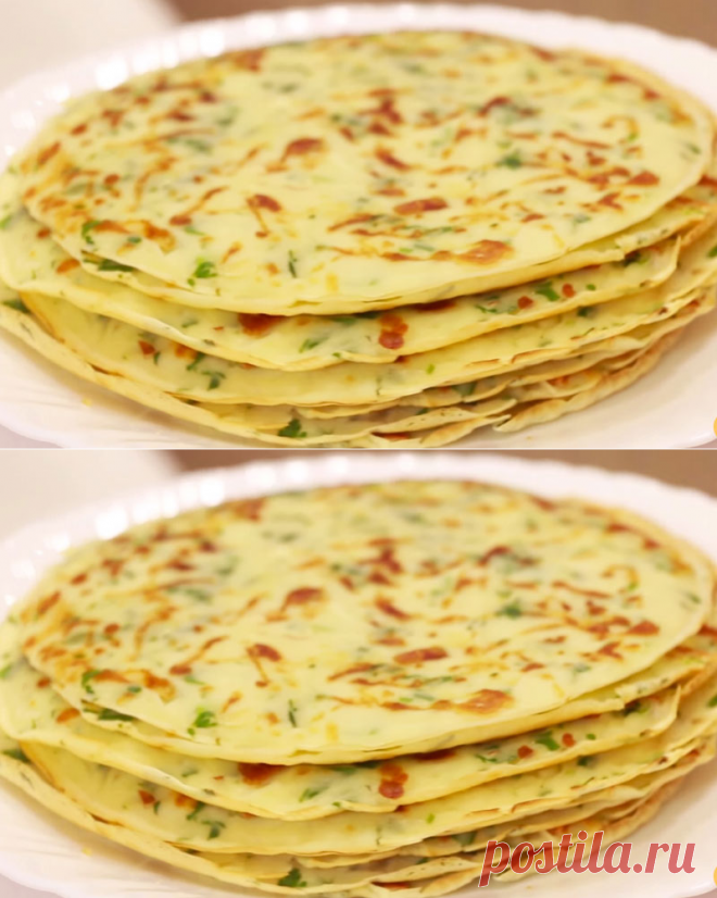 Блины с сыром и зеленью на молоке