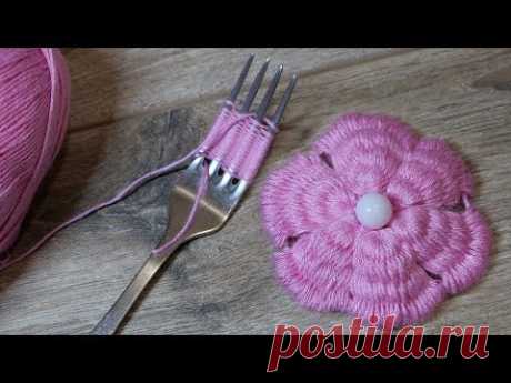Цветок с помощью вилки - Easy Flower trick with a fork