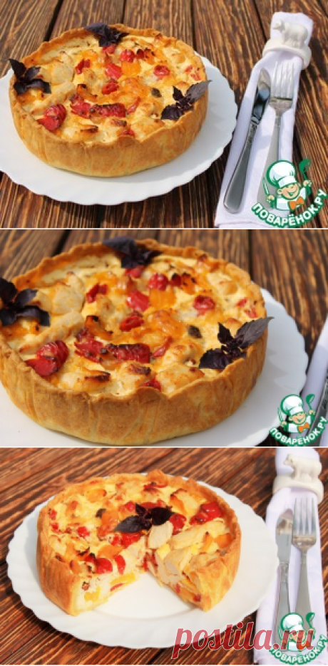 Пирог с курицей, перцем и вялеными томатами - кулинарный рецепт