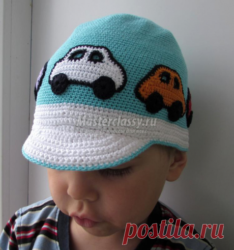 Вязаная летняя кепка для мальчика. Главная дорога. Мастер-класс