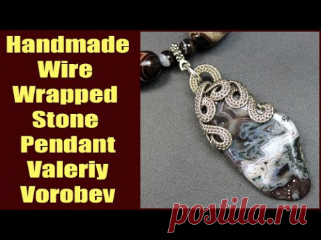 Handmade Wire Wrapped Stone Pendant. Handmade wire jewelry Valeriy Vorobev