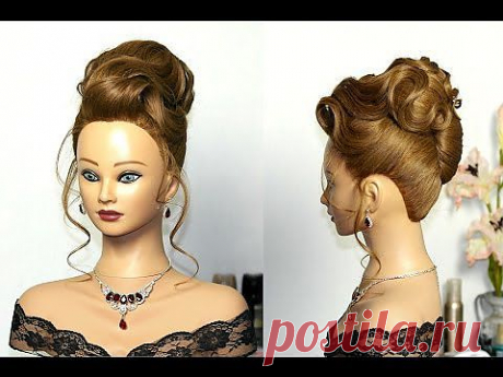 Elegant wedding updo. Hairstyles for long hair. Вечерняя прическа, свадебная прическа. - YouTube