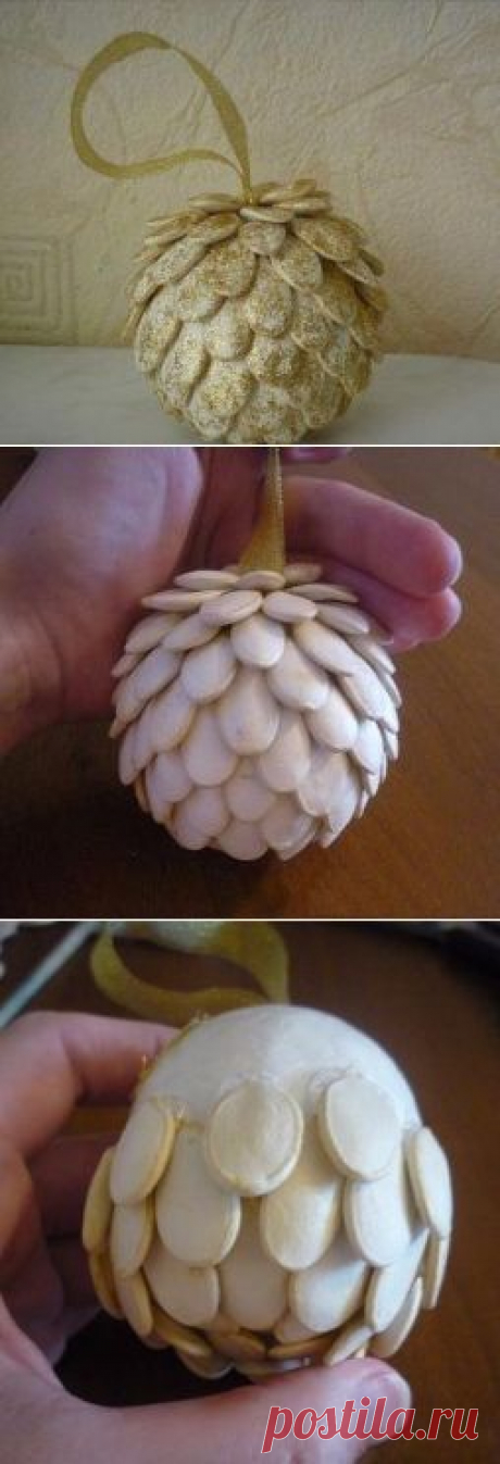 Украшение из тыквенных семечек.