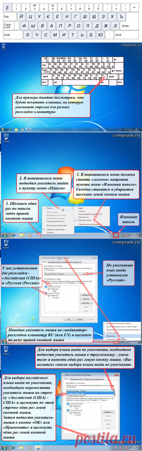 Раскладка клавиатуры.